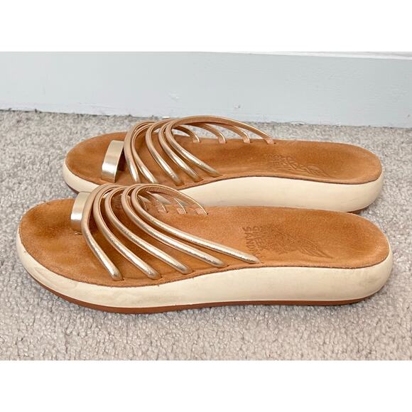 Ancient Greek Hypatia Leather Comfort Strappy Sandals Brown/Metallic Womens 35 - Picture 8 of 10